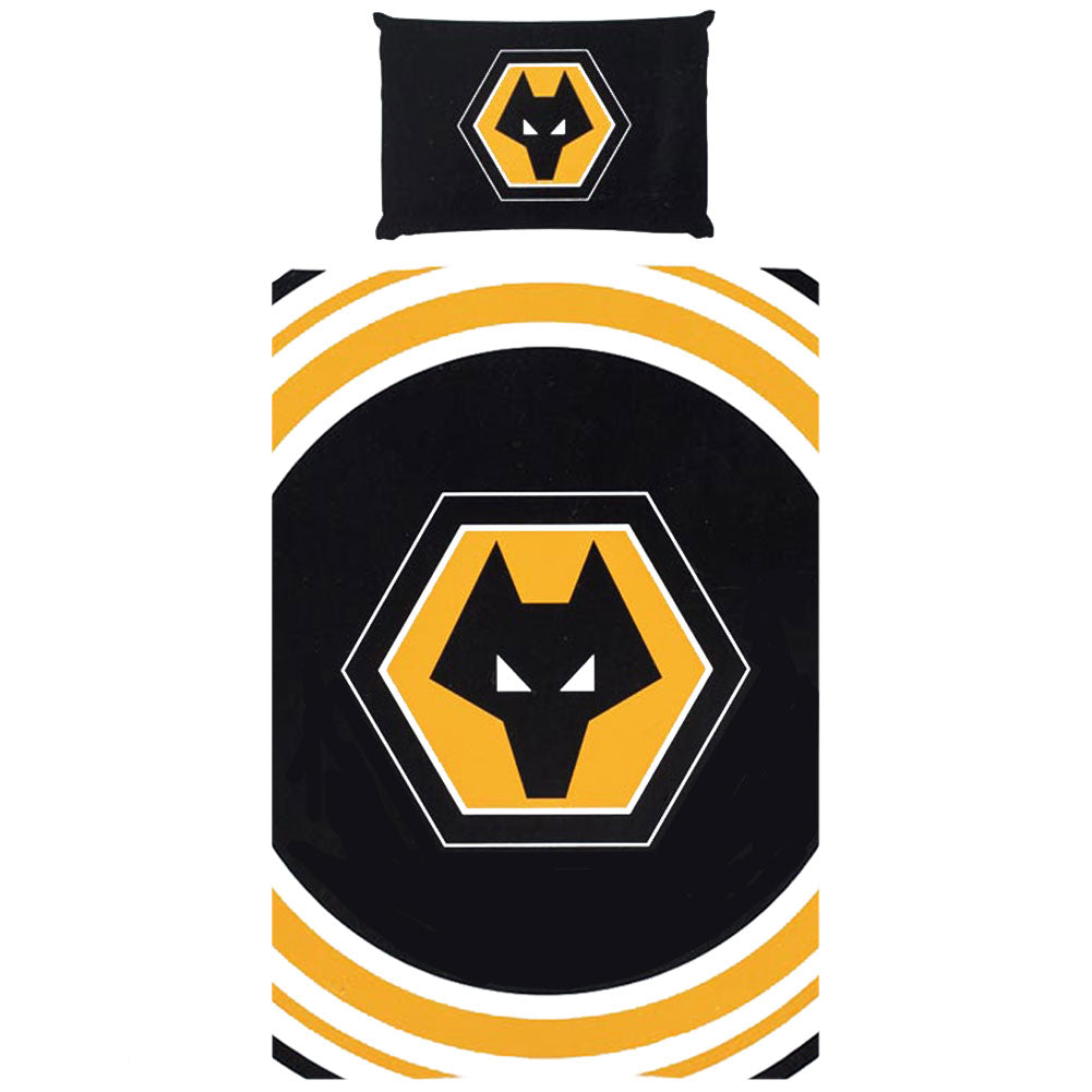 Striking pulse design reversible duvet cover with a large club crest in the centre