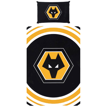 Striking pulse design reversible duvet cover with a large club crest in the centre