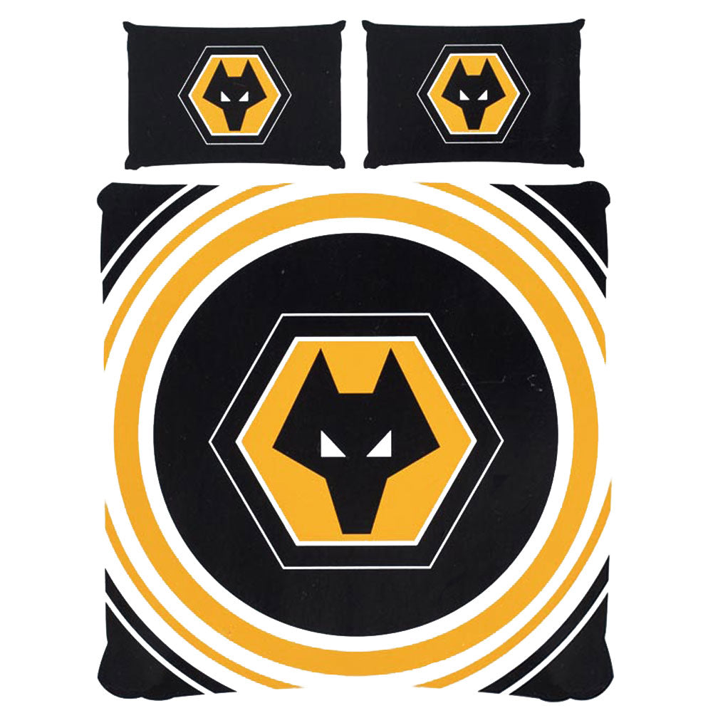 Striking pulse design reversible duvet cover with a large club crest in the centre