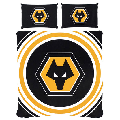 Striking pulse design reversible duvet cover with a large club crest in the centre