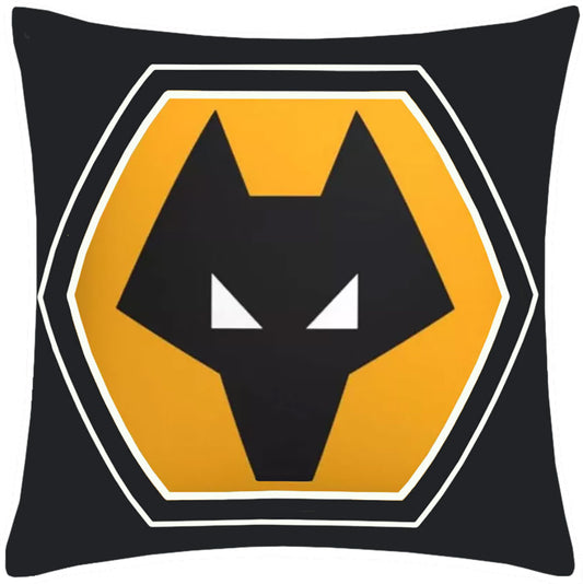 Black cushion featuring a large full colour Wolves crest