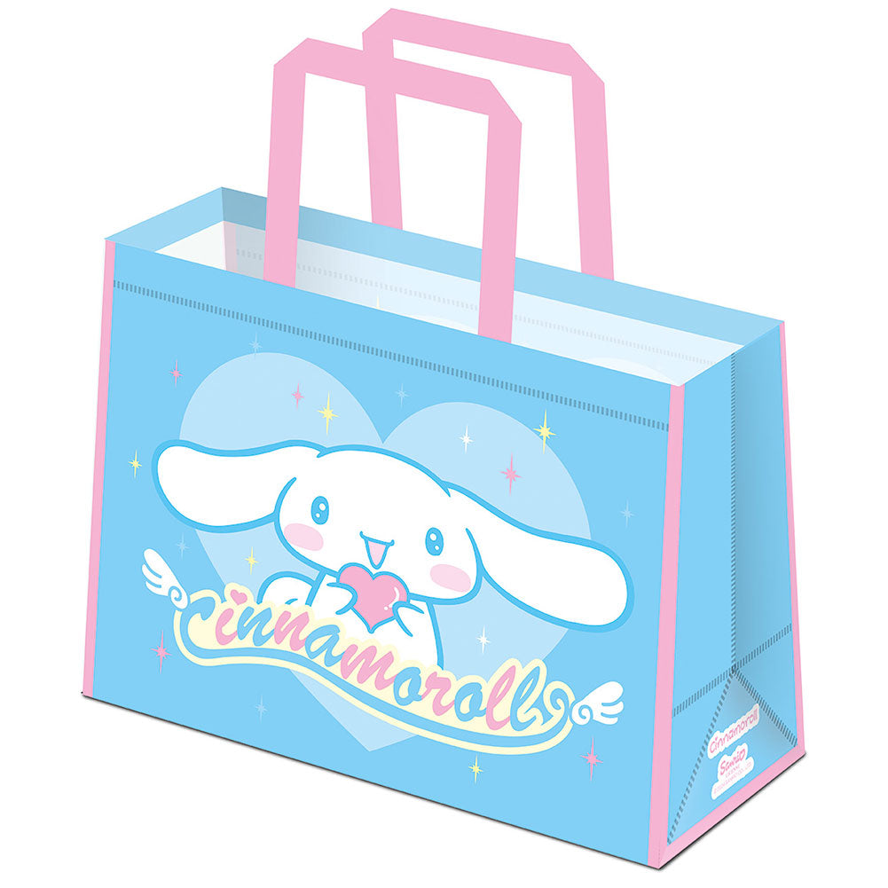 Blue reusable shopping bag featuring Cinnamoroll on both sides