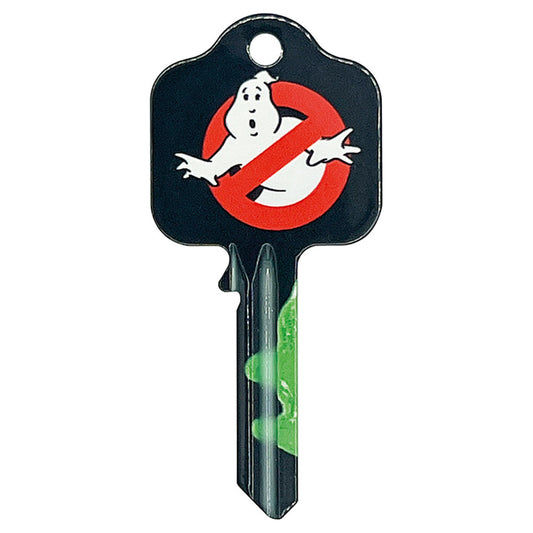Ready to cut blank door key featuring the Ghostbusters logo