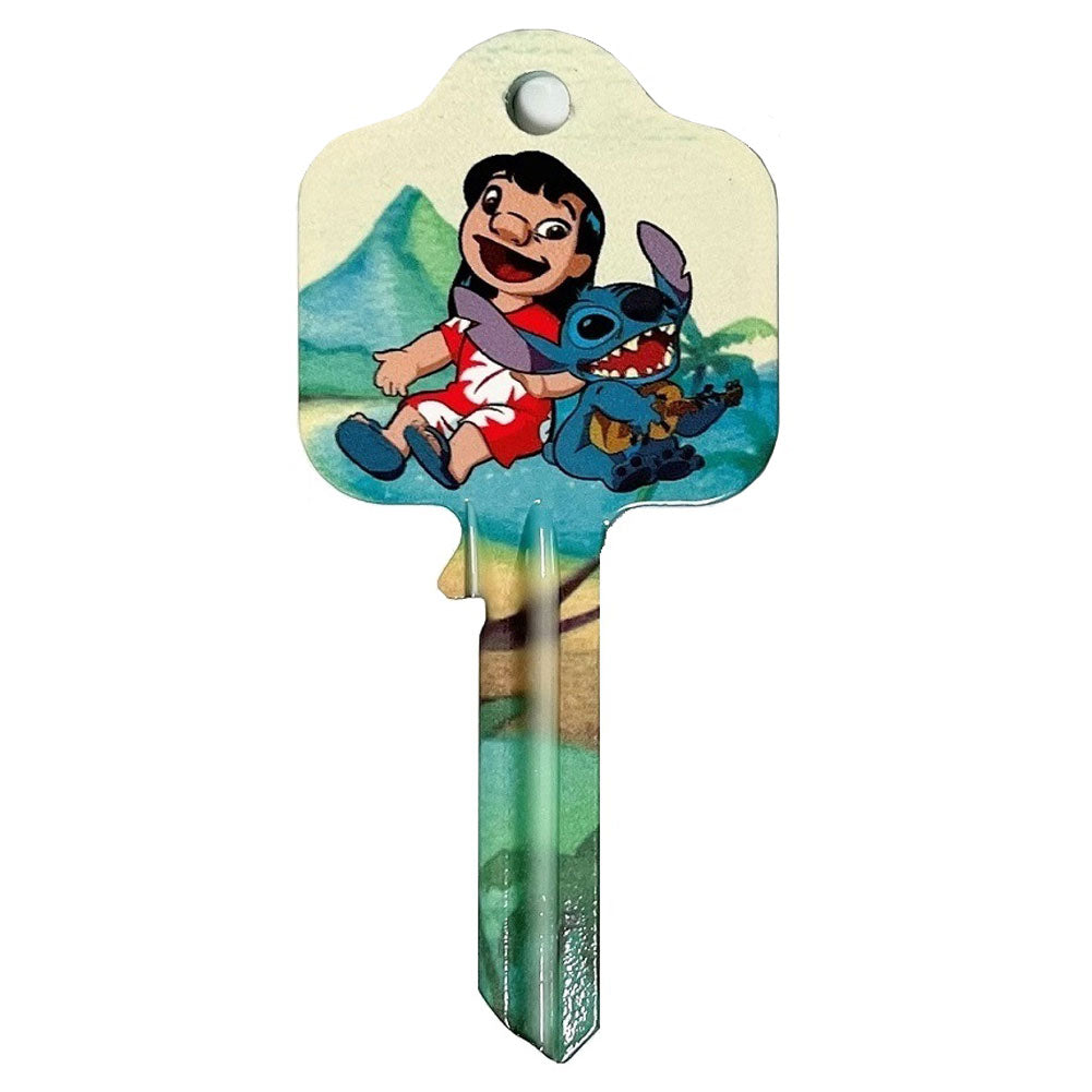 Ready to cut blank door key featuring Lilo &amp; Stitch