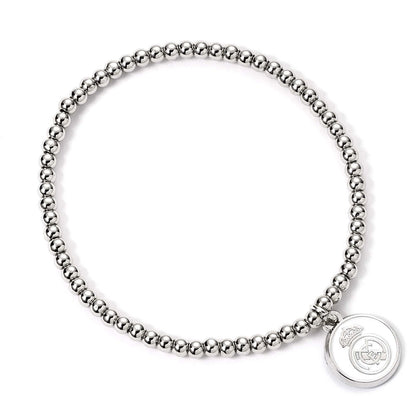 Hypo-allergenic elasticated silver finish ball bead bracelet
