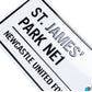 Newcastle United FC White Street Sign