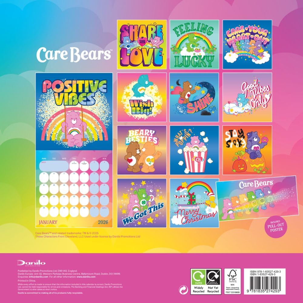 Care Bears Square Calendar 2026