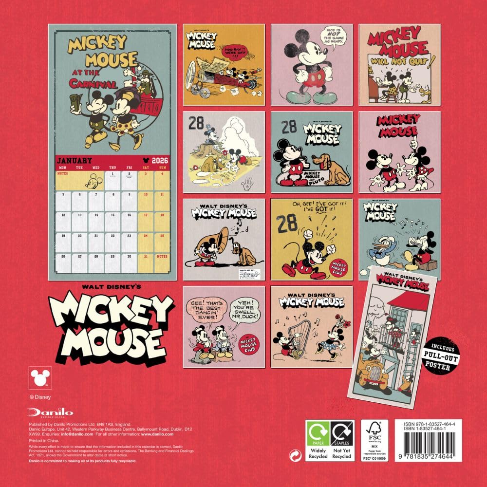 Mickey Mouse Classic Square Calendar 2026