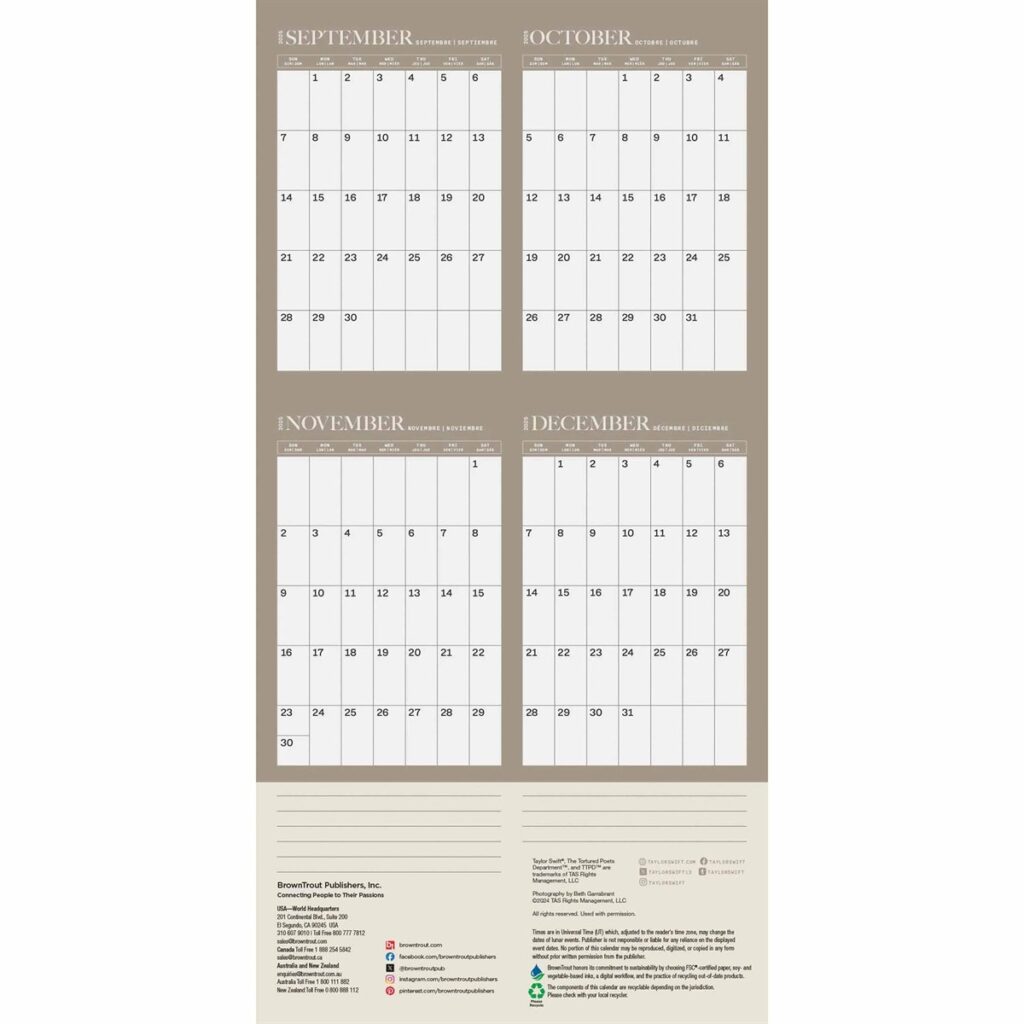 Taylor Swift Mini Calendar 2026