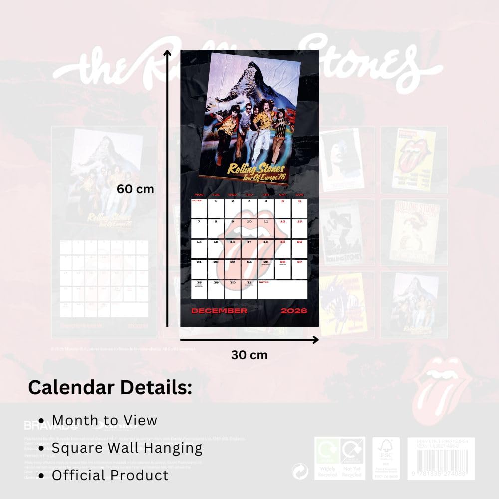The Rolling Stones Square Calendar 2026