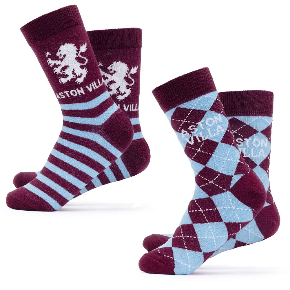 Aston Villa FC Twin Pack Dress Socks 7-11