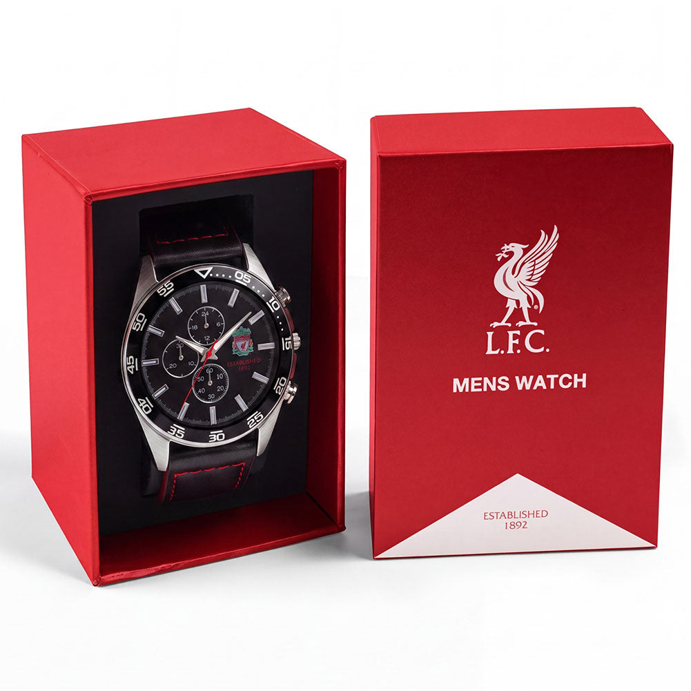 Liverpool FC Mens Leather Strap Chronograph Watch