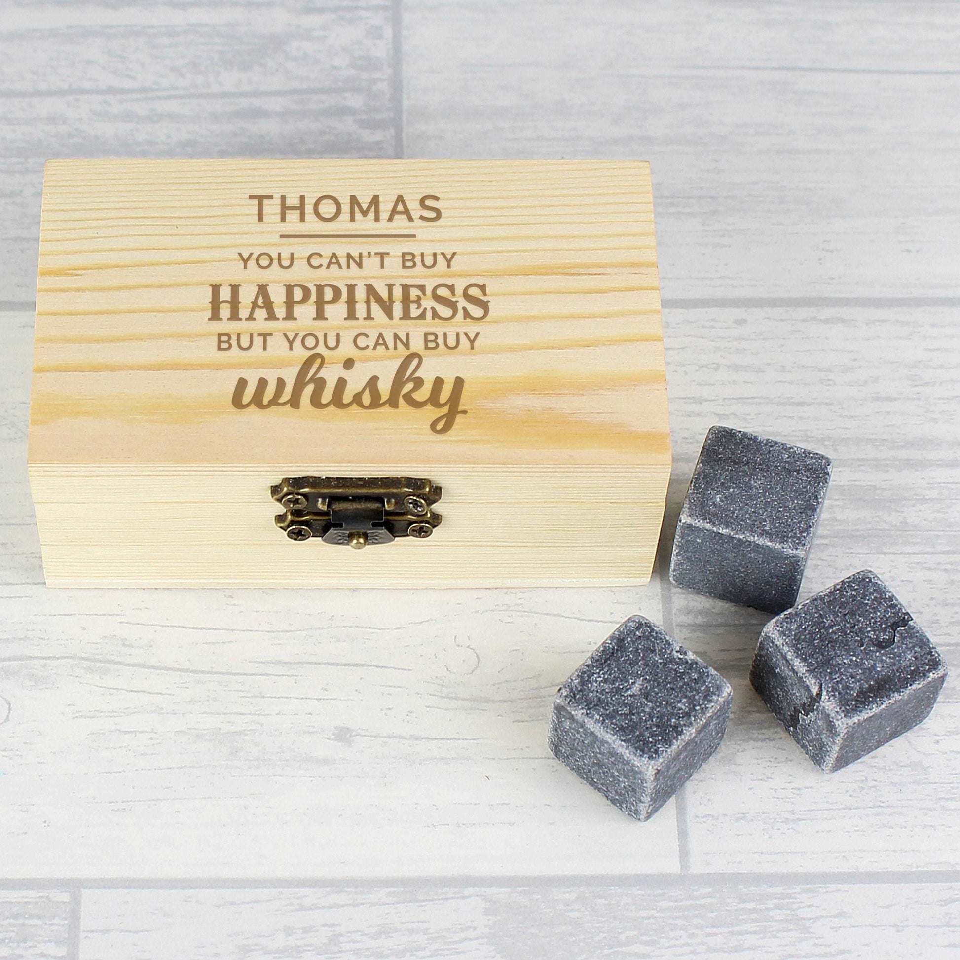 Happiness Personalised Whisky Stones set