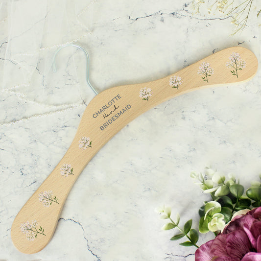 Personalised White Floral Wooden Hanger - Bridesmaid gifts by sweetlea gifts