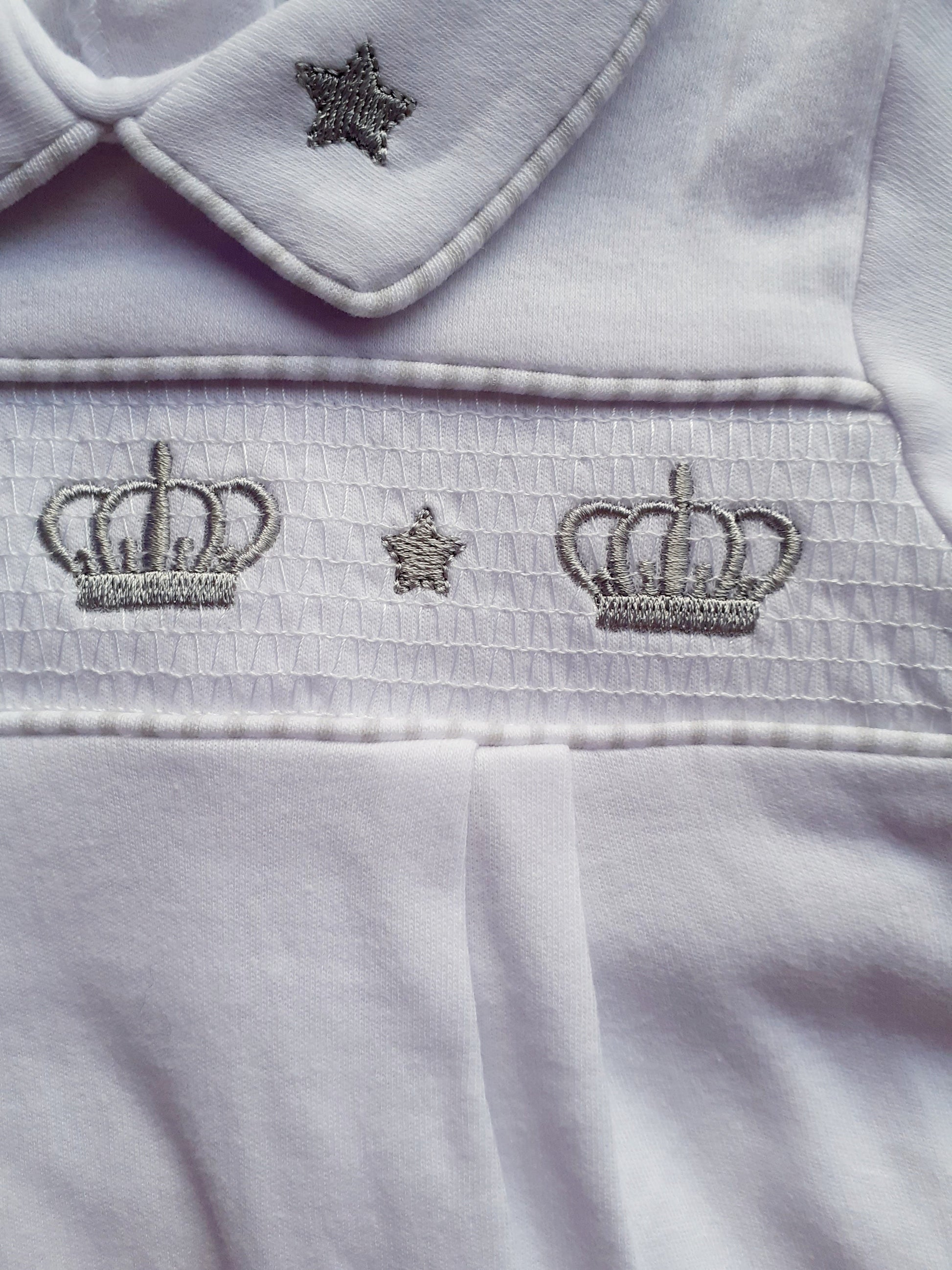 White crown smocked design