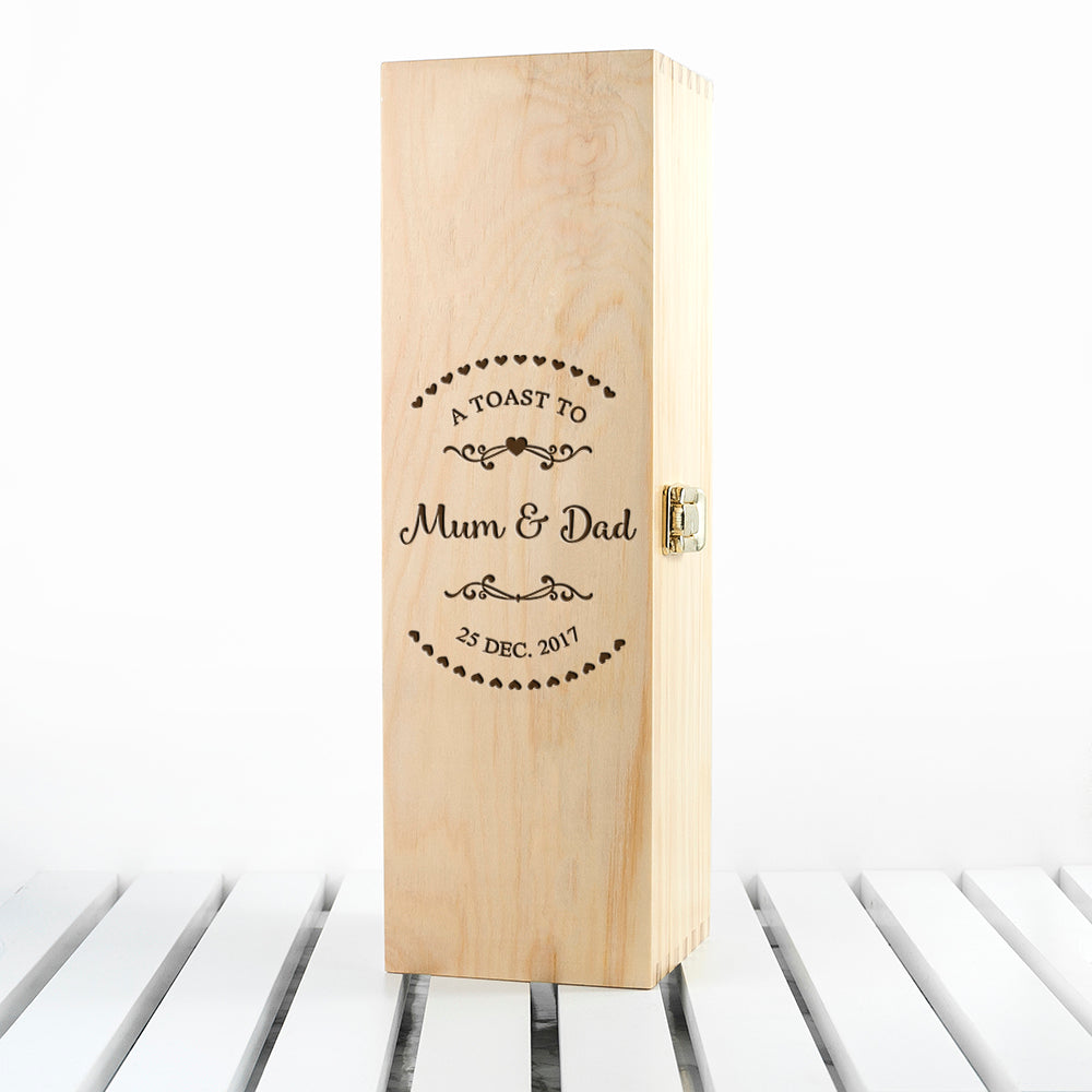 Personalised couples wine keepsake Box