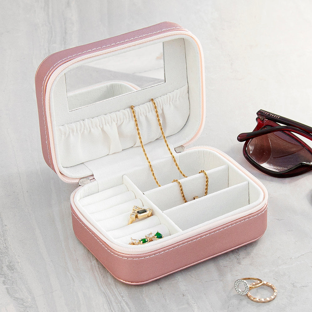 Personalised Wreath Pink Travel Jewellery Case