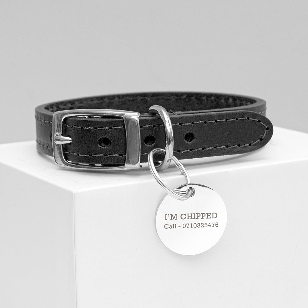 Personalised Classic Leather Dog Collar with Tag