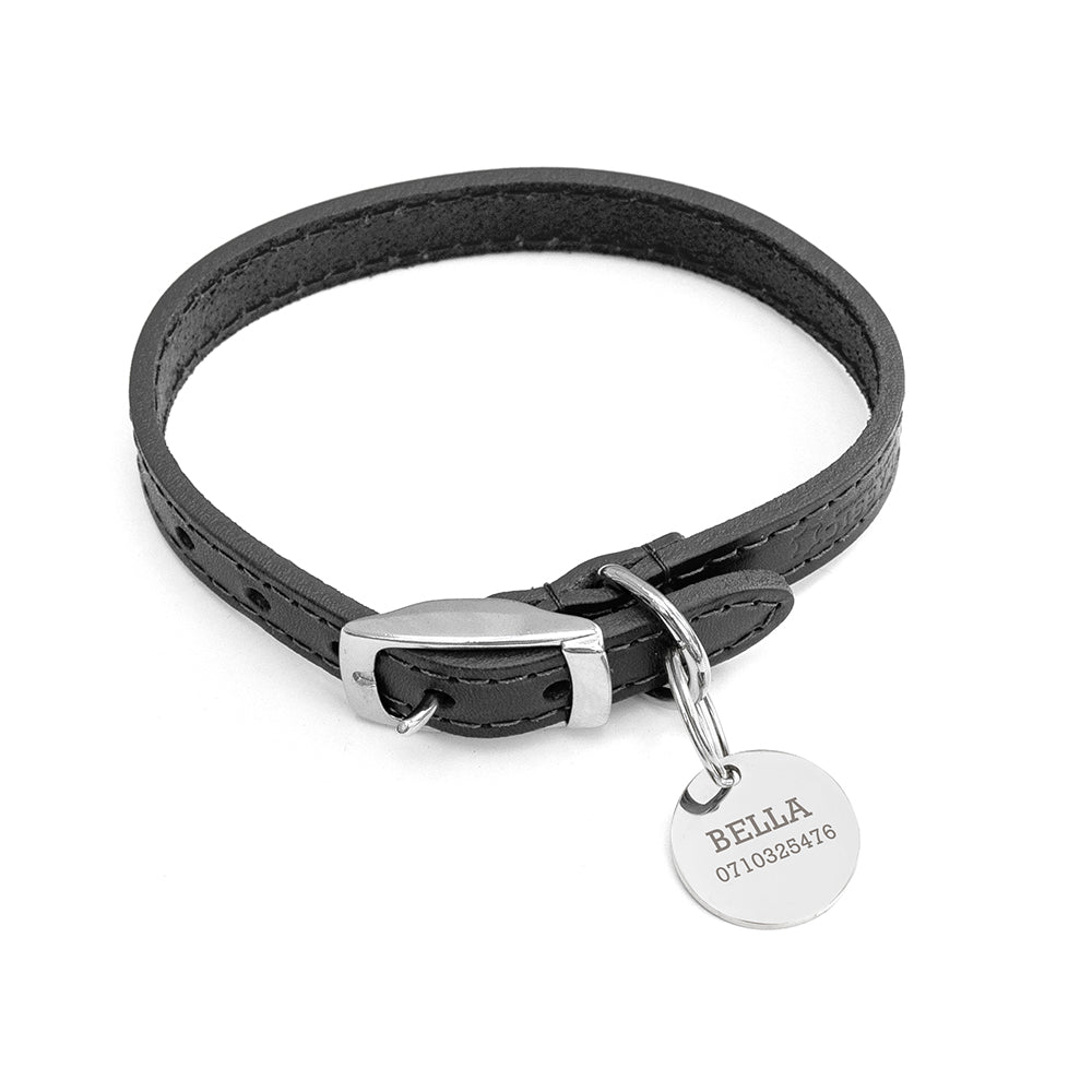Personalised Classic Leather Dog Collar with Tag