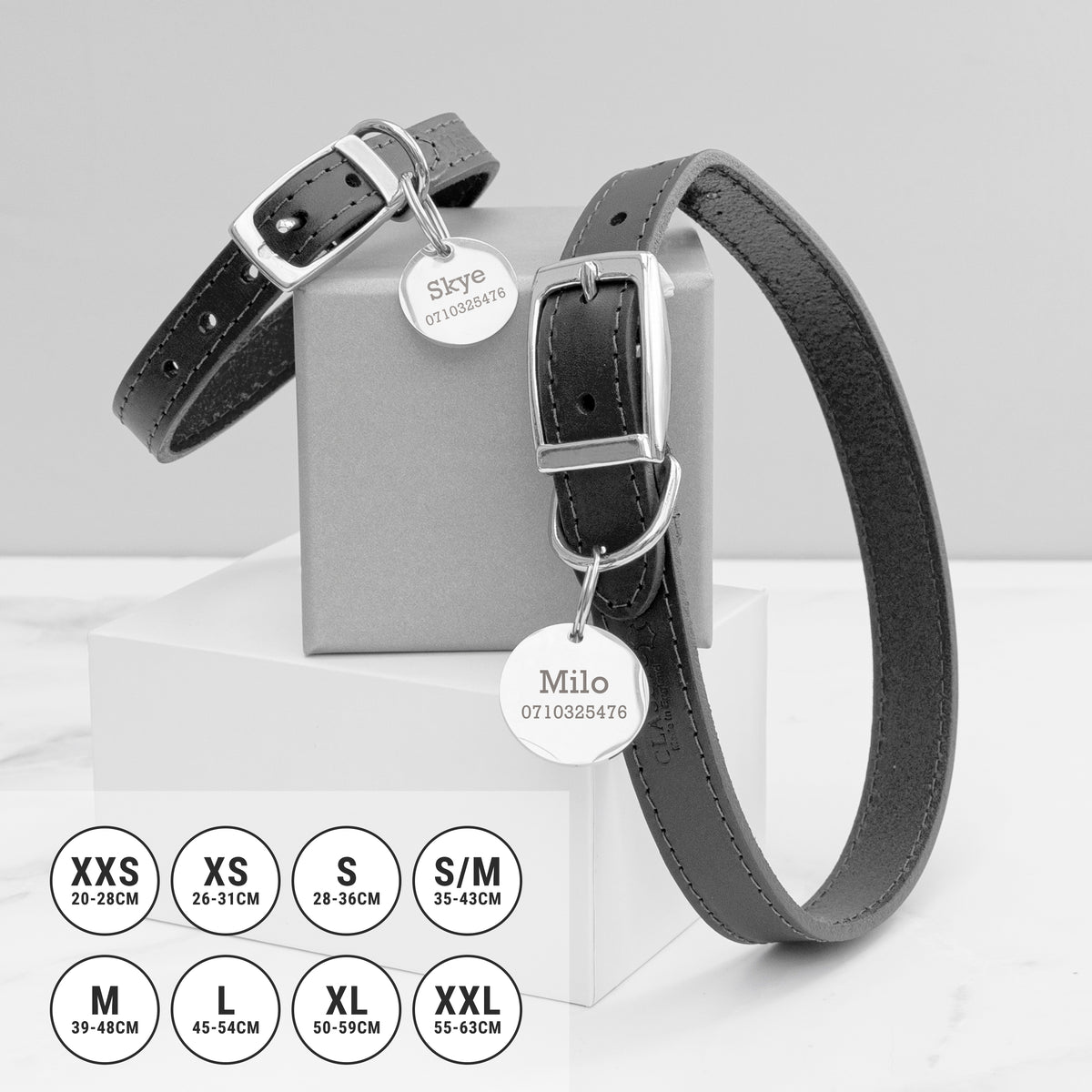 Personalised Classic Leather Dog Collar with Tag