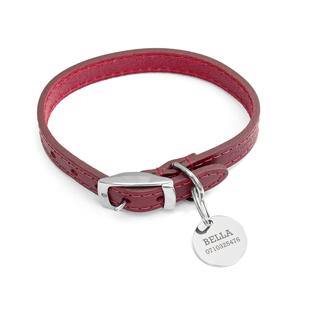 Personalised Classic Leather Dog Collar with Tag