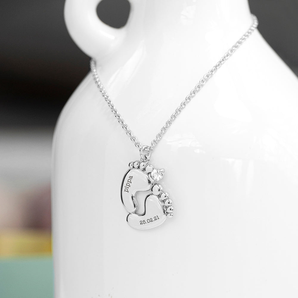 Personalised Baby Feet Plated Necklace