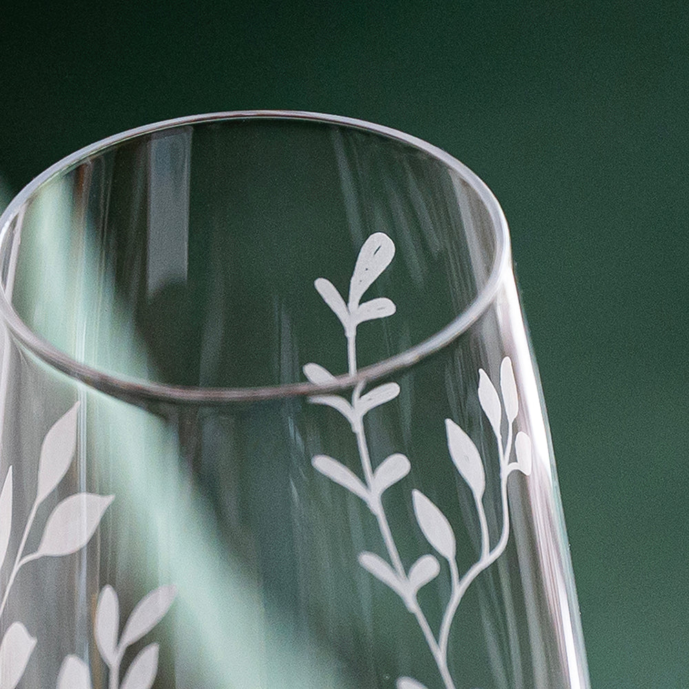 Personalised Botanical Crystal Champagne Flutes - Set of Two