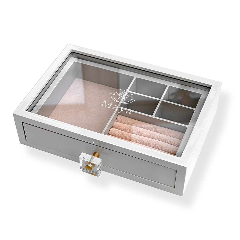Personalised Diwali Glass Drawer Jewellery Box