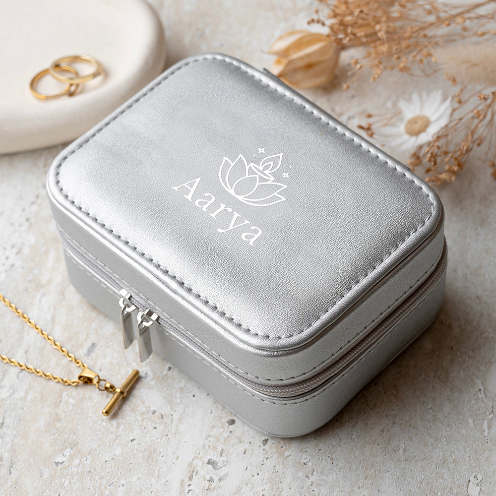 Personalised Diwali Lotus Travel Jewellery Case