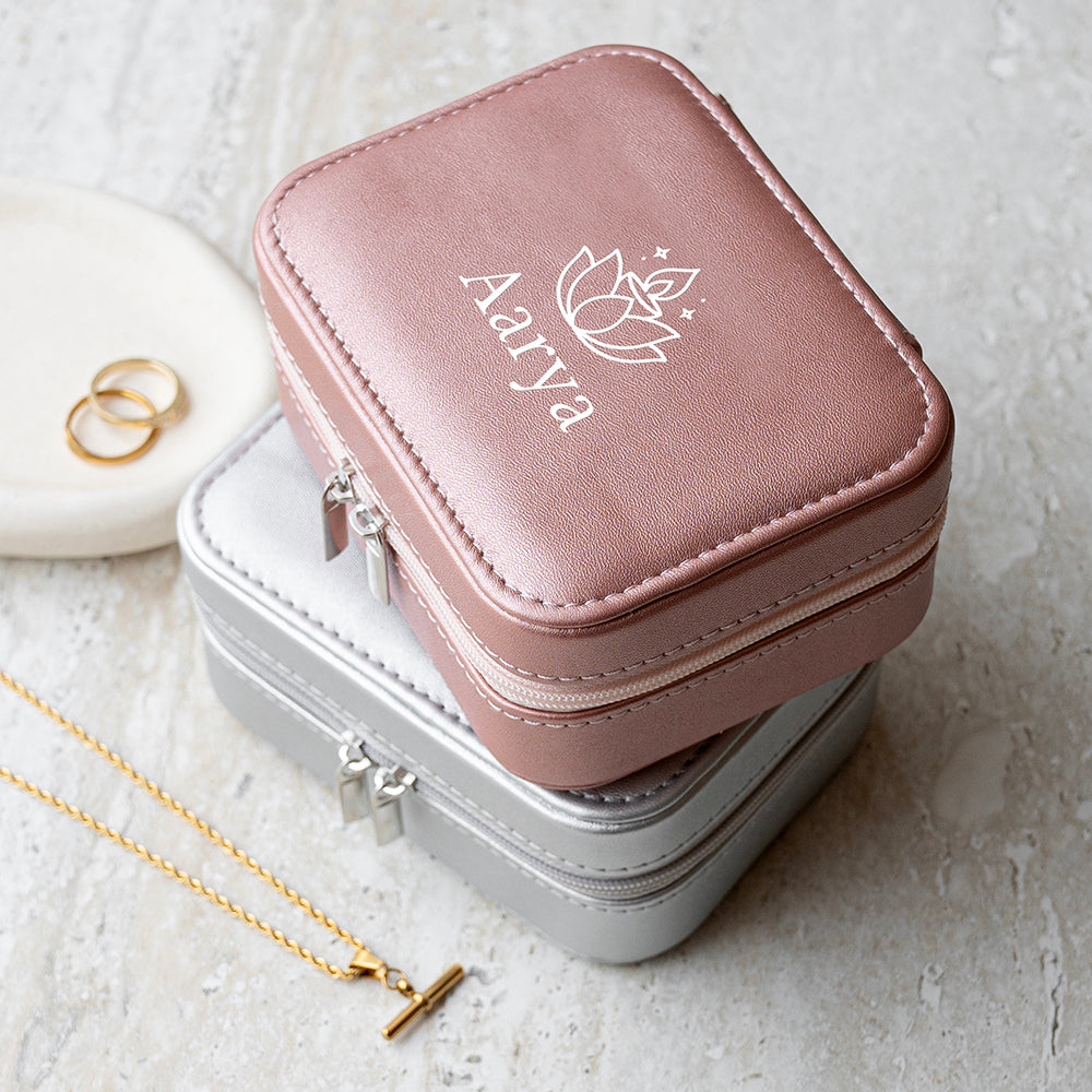 Personalised Diwali Lotus Travel Jewellery Case