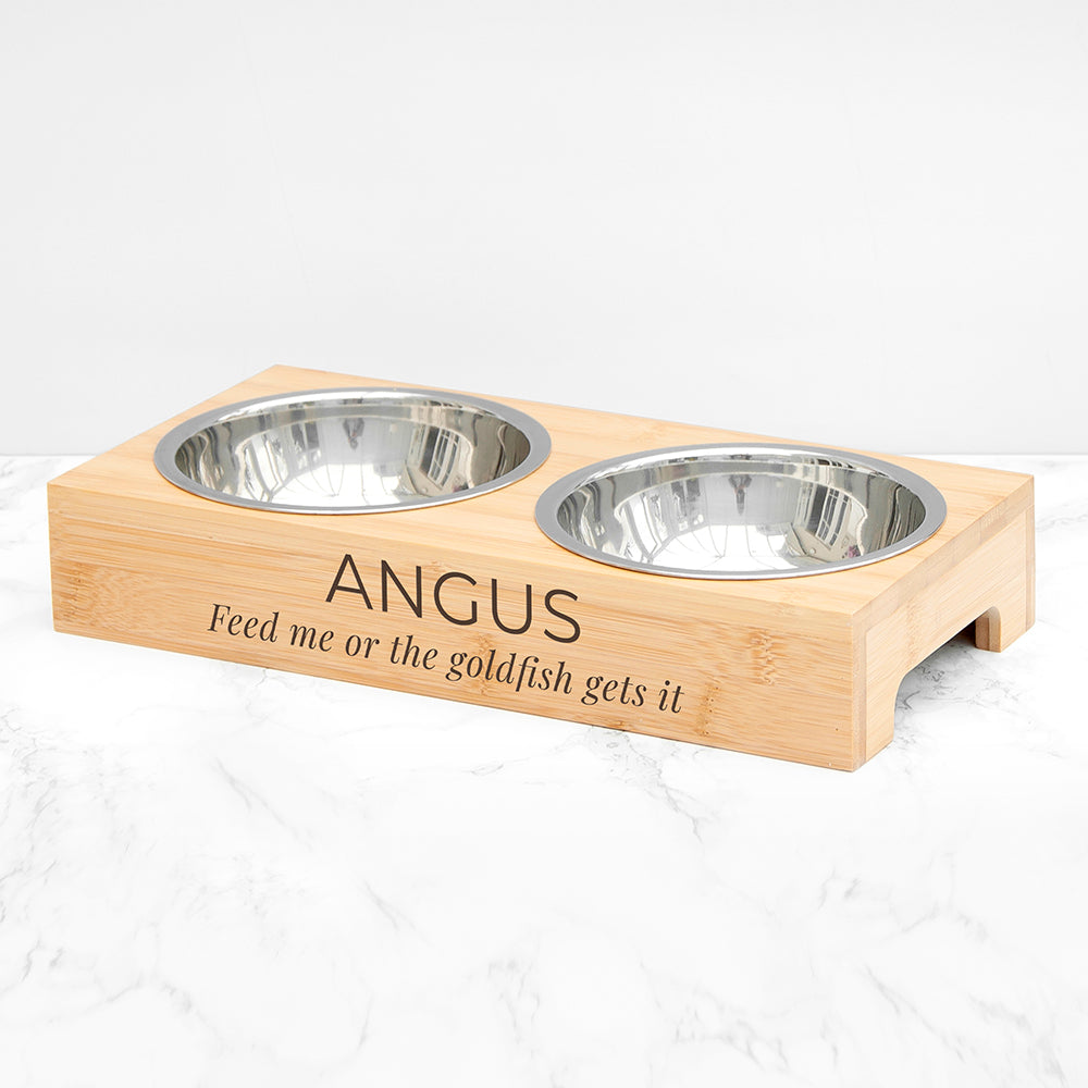 Personalised Bamboo Pet Bowl Set