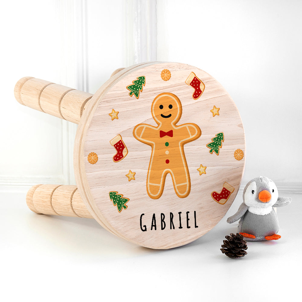 Personalised Christmas Gingerbread Wooden Stool