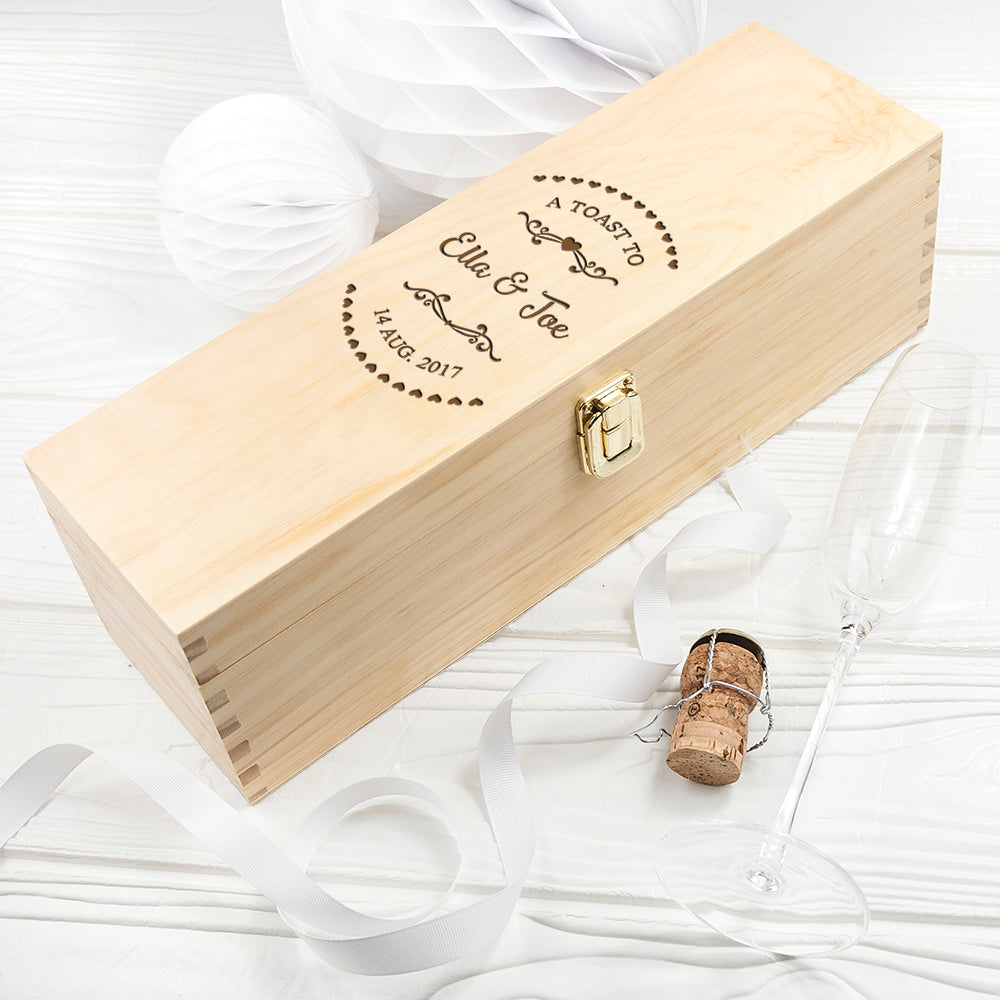 Personalised couples wine keepsake Box