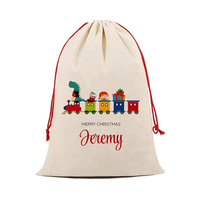Personalised Kid's Christmas Train Christmas Sack