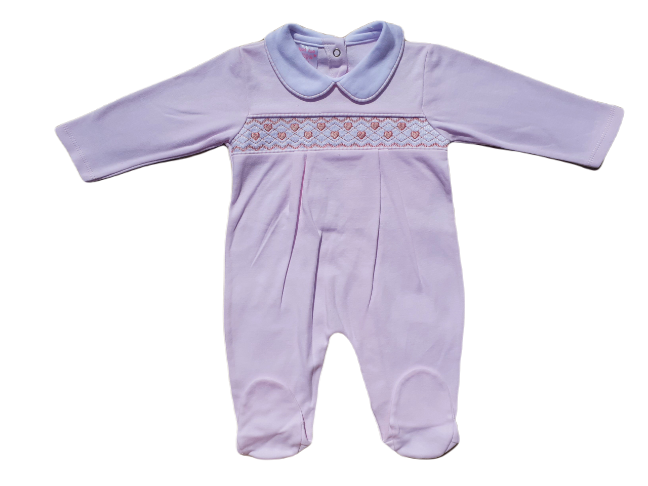 Pink Hearts Smocked Babygrow