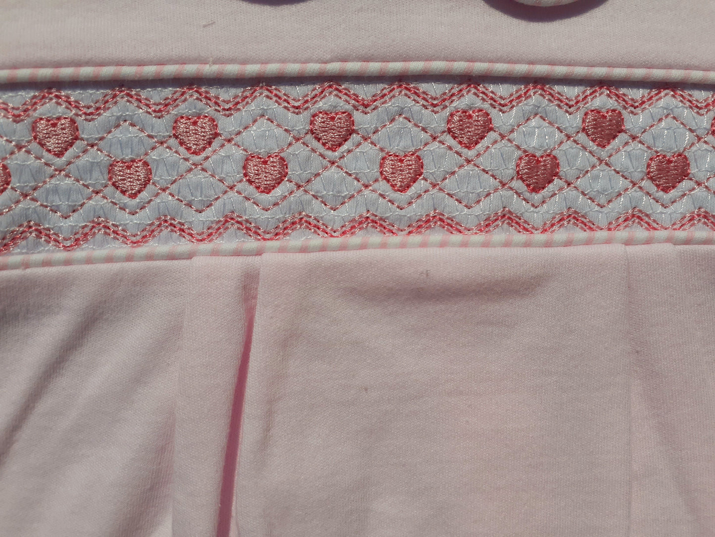 Pink Hearts Smocked Babygrow