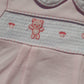 Pink Bear & Paw Smocked Babygrow