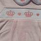 Pink Crown & Hearts Smocked Babygrow