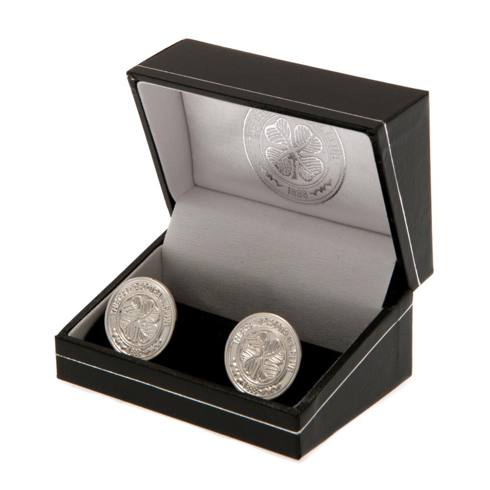 Celtic FC Silver Plated Formed Cufflinks