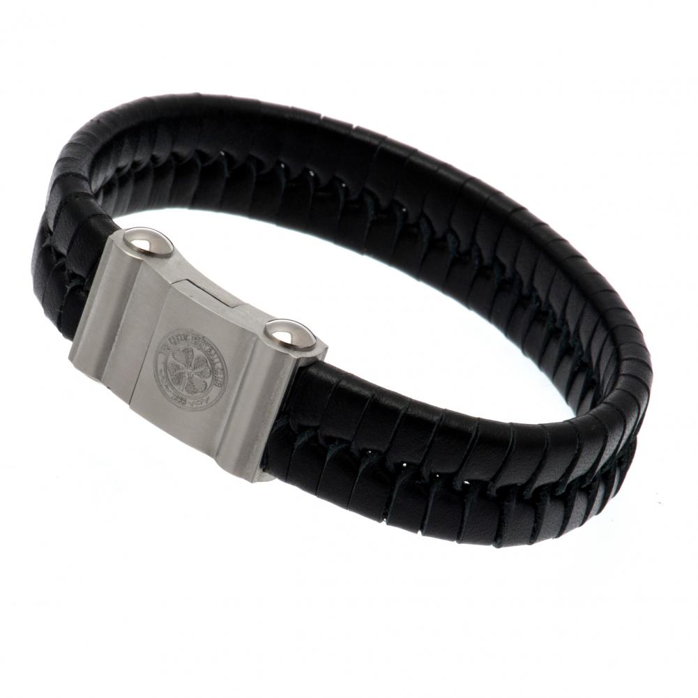 Celtic FC Single Plait Leather Bracelet