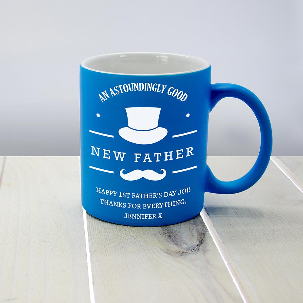 Blue An astoundingly good new father personalised gentleman's mug By Sweetlea Gifts
