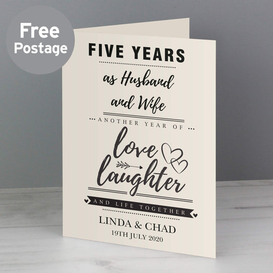 Personalised Love and Laughter Anniversary Card By Sweetlea Gifts