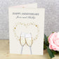 Personalised Anniversary Card with gold heart and champagne flutes image By Sweetlea Gifts
