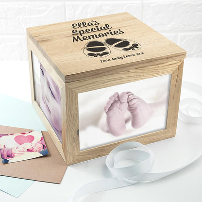 Baby Oak Photo Keepsake Box-Personalised Gift By Sweetlea Gifts