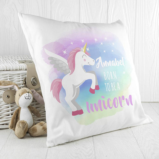 Rainbow colour and Unicorn Personalised Cushion Cover By Sweetlea Gifts
