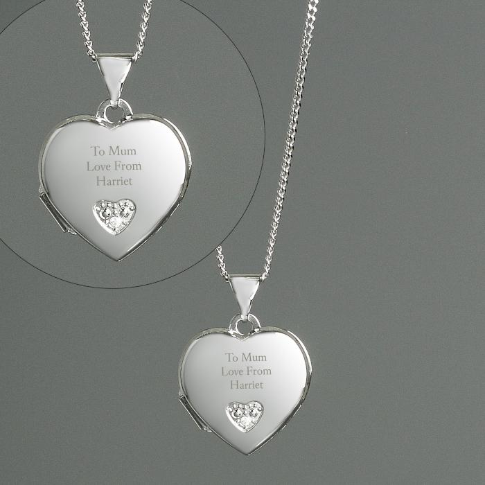 Beautiful Children's Sterling Silver and Cubic Zirconia Heart Locket Necklace-Personalised Gift By Sweetlea Gifts