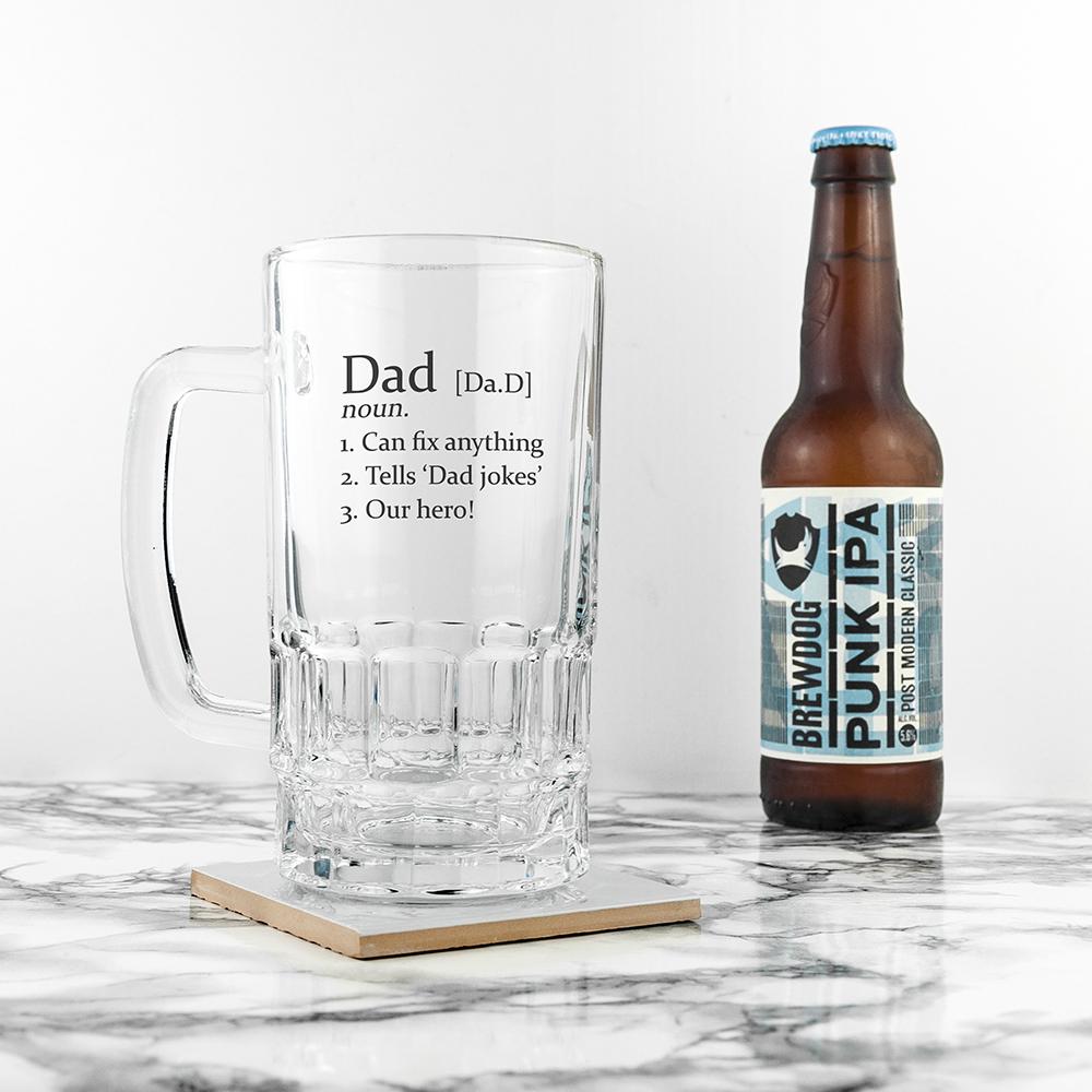 The definition of personalised Glass tankard  By Sweetlea Gifts