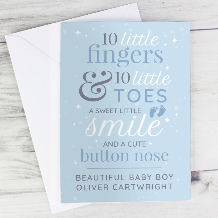 Blue New Baby Personalised Card-Personalised Gift By Sweetlea Gifts