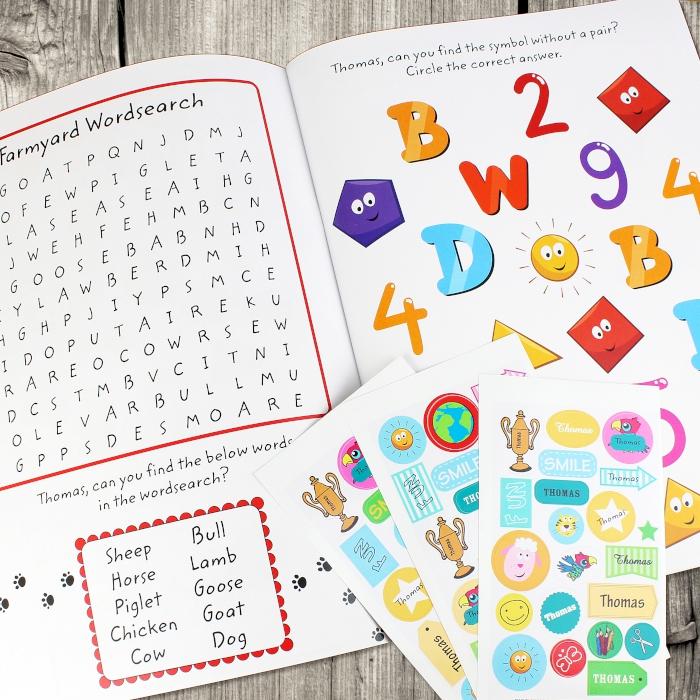 Children's Personalised Activity Book with Stickers-Personalised Gift By Sweetlea Gifts
