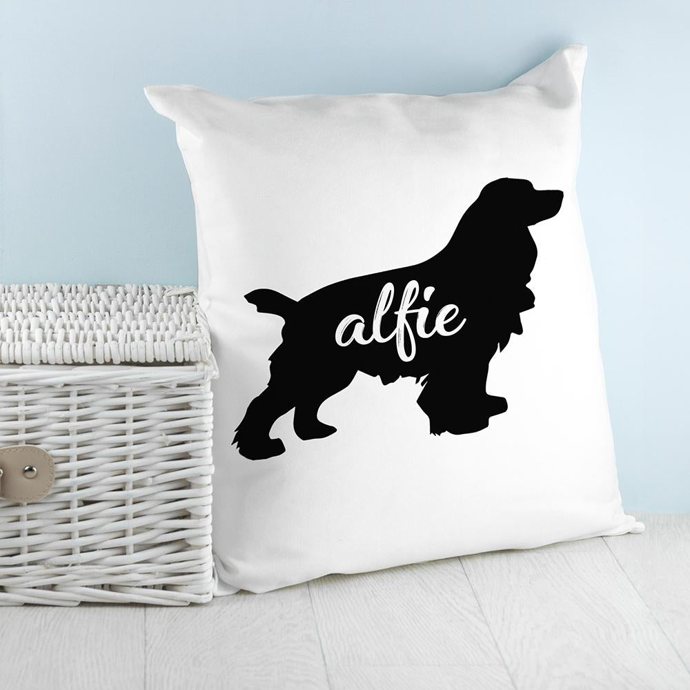 Cocker Spaniel Silhouette Personalised Cushion Cover-Personalised Gift By Sweetlea Gifts
